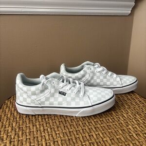 Vans Selden Checkerboard Sneakers.Aqua/White. Youth size 5 (fits women’s 6.5–7)